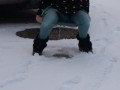 I stopped my car in public parking and i PEE in the SNOW