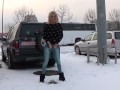 I stopped my car in public parking and i PEE in the SNOW