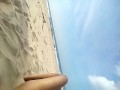 On the seashore public masturbating a Hot beautiful venezuelan redhead