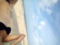 On the seashore public masturbating a Hot beautiful venezuelan redhead