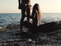 Outdoor sex. Hot russian slut nudist girl have fun on the wild beaches