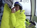 4K Public cumshot on mouth in ski lift Part 2
