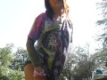 felicity feline pee pee and teasing outdoors