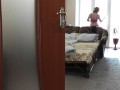 Old Tenant jerks off dick & watches housewife masturbate in toilet . Strong orgasm beautiful MILF