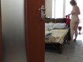 Old Tenant jerks off dick & watches housewife masturbate in toilet . Strong orgasm beautiful MILF