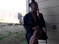 SweetButtTasty smoking and fingering herself in the backyard!!!!!