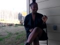 SweetButtTasty smoking and fingering herself in the backyard!!!!!