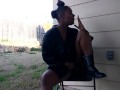 SweetButtTasty smoking and fingering herself in the backyard!!!!!