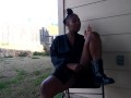 SweetButtTasty smoking and fingering herself in the backyard!!!!!
