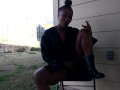 SweetButtTasty smoking and fingering herself in the backyard!!!!!