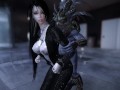 skyrim a motorcycle catsuit woman came to a monster hotel