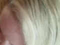 Hotwife blonde blowjob with facial and cum on tits