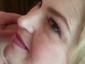Hotwife blonde blowjob with facial and cum on tits