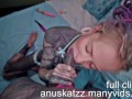Skinny heavily tattooed dreadhead teen with splitted tongue get anal fucked