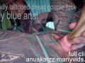 Skinny heavily tattooed dreadhead teen with splitted tongue get anal fucked