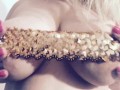 Thick blonde Carlycurvy teasing in glitter belt