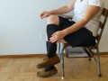 Cum on schoolgirl's socked foot during recess + shoefuck and sockjob