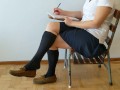 Cum on schoolgirl's socked foot during recess + shoefuck and sockjob