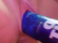 Watch me straddle a  can that's too big for my pussy