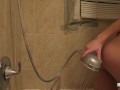 Petite Fit Teen With Perfect Body Teases Her Clit With Showerhead