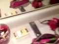 BananaSmashLee in the bathroom mirror teases with tongue