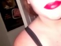 BananaSmashLee in the bathroom mirror teases with tongue