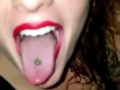 BananaSmashLee in the bathroom mirror teases with tongue