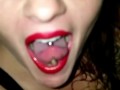 BananaSmashLee in the bathroom mirror teases with tongue