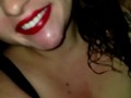 BananaSmashLee in the bathroom mirror teases with tongue