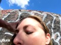 Public blowjob - Sucking his cock while out for a walk!