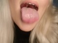 super long drooly wet tongue