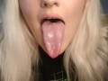 super long drooly wet tongue