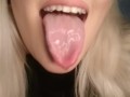 super long drooly wet tongue