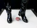 Ballbusting and cock balls crush in patent leather boots and socks CBT POV