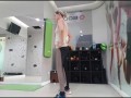 Cute blonde doing her warmup at the gym