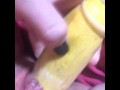 Lonely MILF cums on a squash