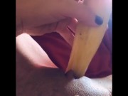 Lonely MILF cums on a squash