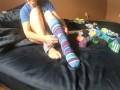 Trying on different socks, tickling and foot worship