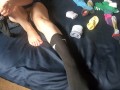Trying on different socks, tickling and foot worship