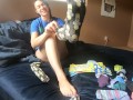 Trying on different socks, tickling and foot worship