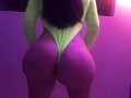 Sexy pawg creams on dick through neon bodysuit 