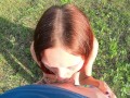 Outdoor blowjob with sports teen near the road.Cum in the mouth