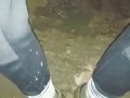 sneakers mud play in public