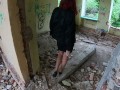 Deep anal with riping pantyhose in the abandoned house.Cum on butt