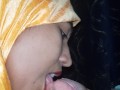 INDIAN NRI MUSLIM GOLDEN HIJAB Girl Amazing Deepthroat and cum drinking