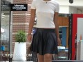 Braless teen at the mall