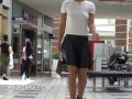 Braless teen at the mall