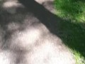 Outdoor pee desperation female POV, piss puddle