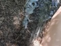 Outdoor pee desperation female POV, piss puddle