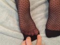 Fishnets, footjob, PAWG doggy, & cum on soft soles